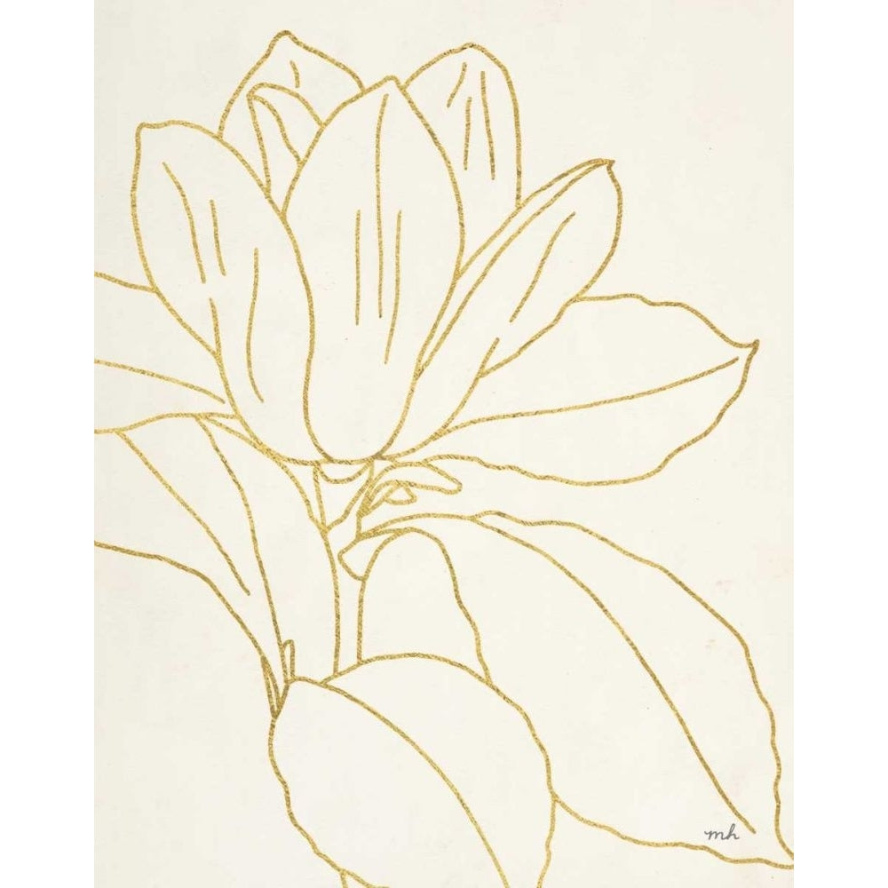 Gold Magnolia Line Drawing v2 Crop by Moira Hershey Image 1