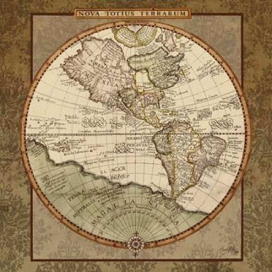 Damask World Map I Poster Print by Elizabeth Medley Image 2