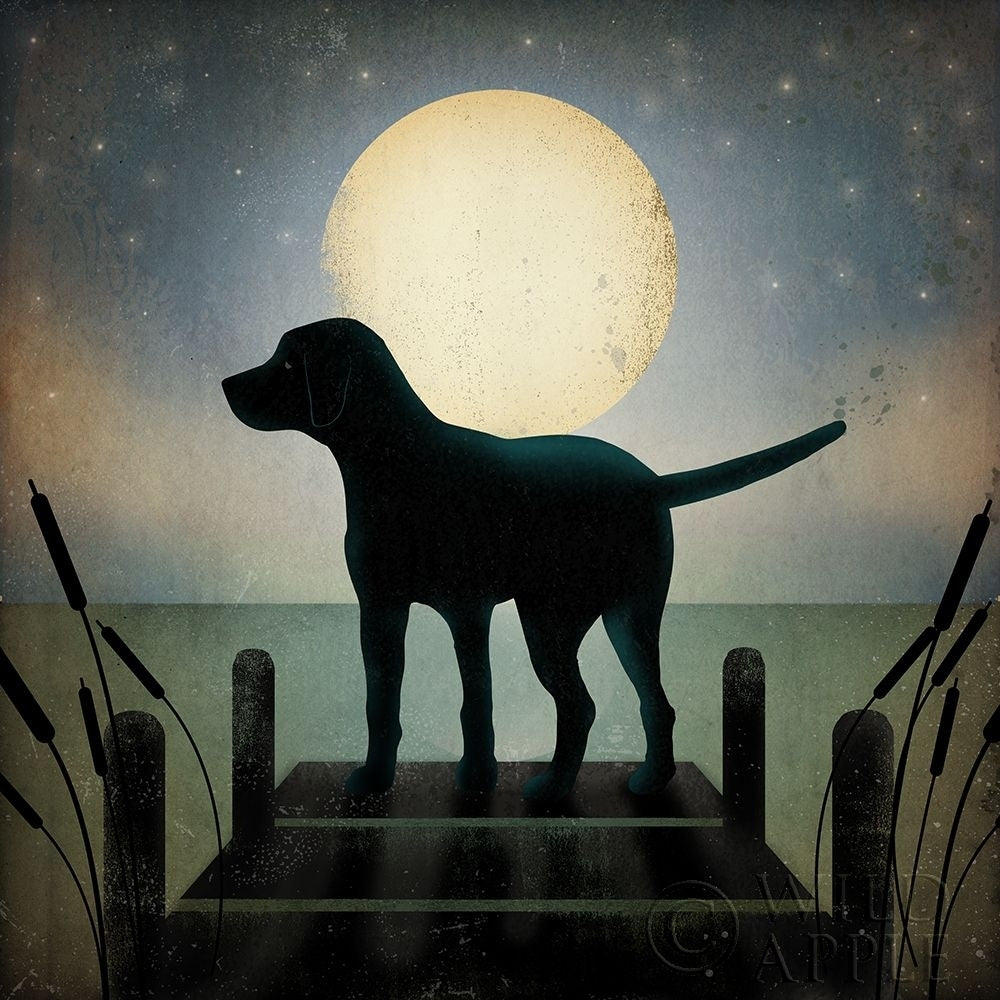 Moonrise Black Dog Poster Print by Ryan Fowler Image 1