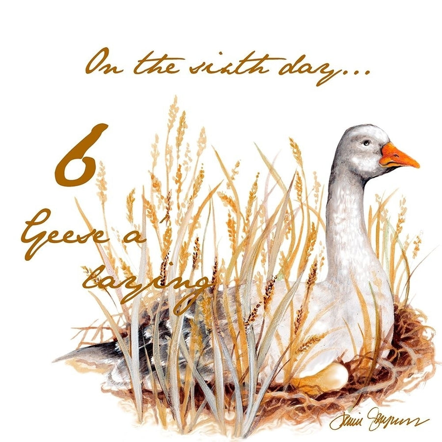 Six Geese a-Laying Poster Print by Janice Gaynor Image 1