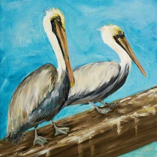 Pelicans on Post II Poster Print by Julie DeRice Image 2