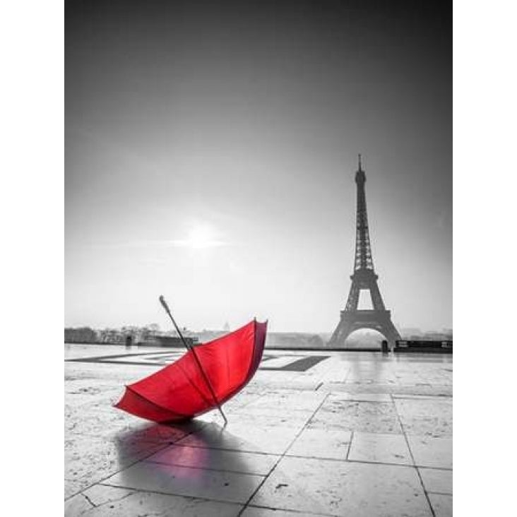 Umbrella in front of the Eiffel tower Paris France Poster Print by Assaf Frank Image 1