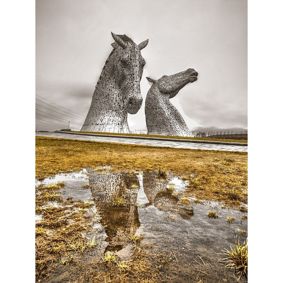 The kelpies horse statue at the Helix park in Falkirk -Scotland Poster Print by Assaf Frank AF201503061221XC02 Image 1