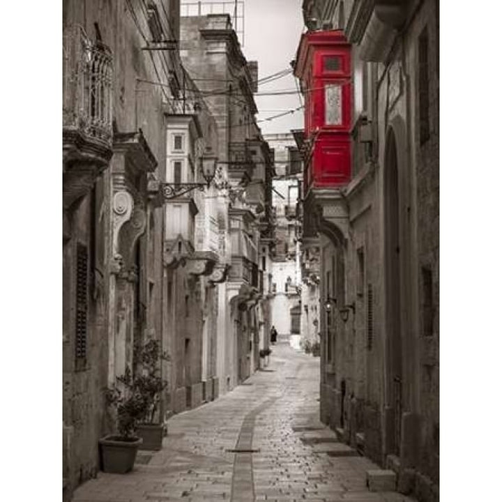 Narrow street through traditional maltese houses in Birgu Malta Poster Print by Assaf Frank Image 1