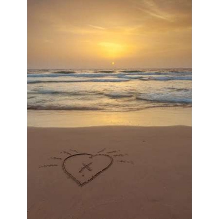 Sand writing - Heart shape drawn on the beach Poster Print by Assaf Frank Image 1