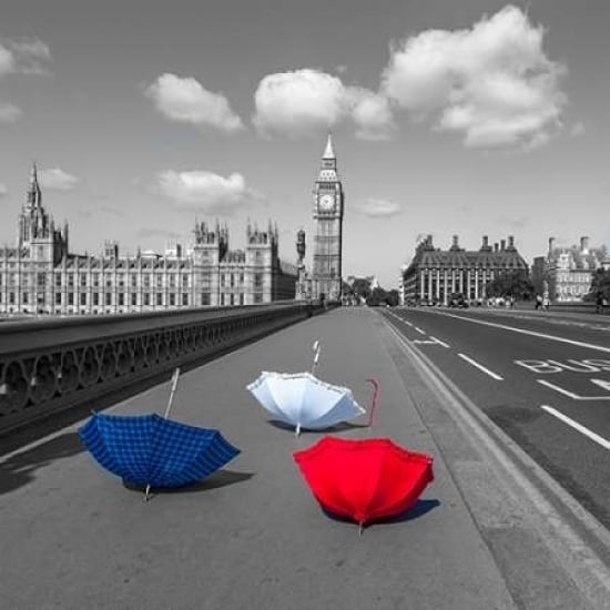 Colourful umbrellas on Westminster Bridge London UK Poster Print by Assaf Frank Image 2