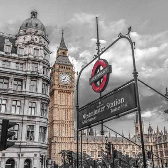 Westminster subway station signboard with Big Ben London UK Poster Print by Assaf Frank Image 2