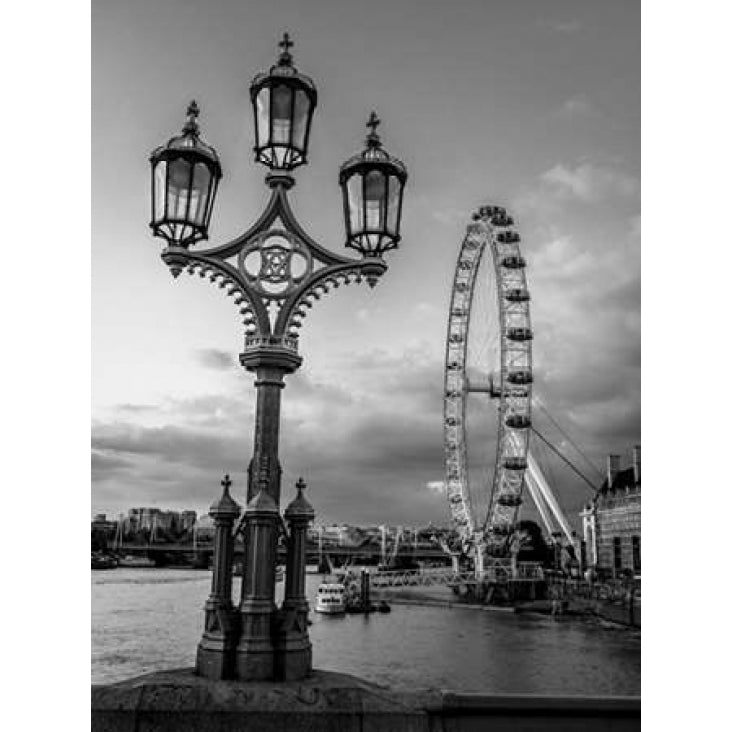 Street lamp with London Eye London UK Poster Print by Assaf Frank Image 1