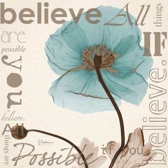 Believe - Blue Poppy Poster Print by Albert Koetsier Image 2