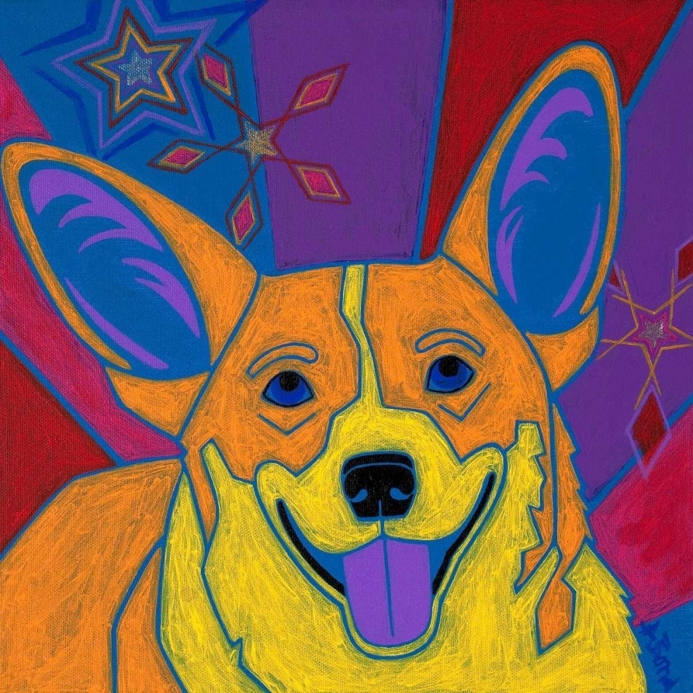 Joyful Corgi Poster Print by Angela Bond Image 1