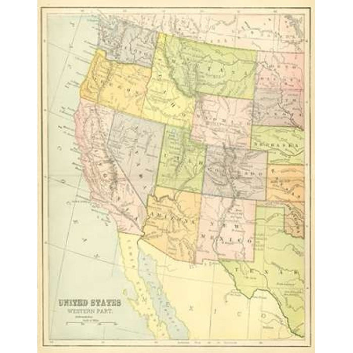 US Map West Poster Print by Gwendolyn Babbitt Image 1