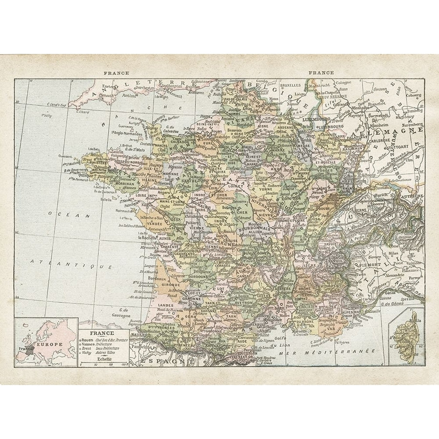 France Map Poster Print by Gwendolyn Babbitt Image 1