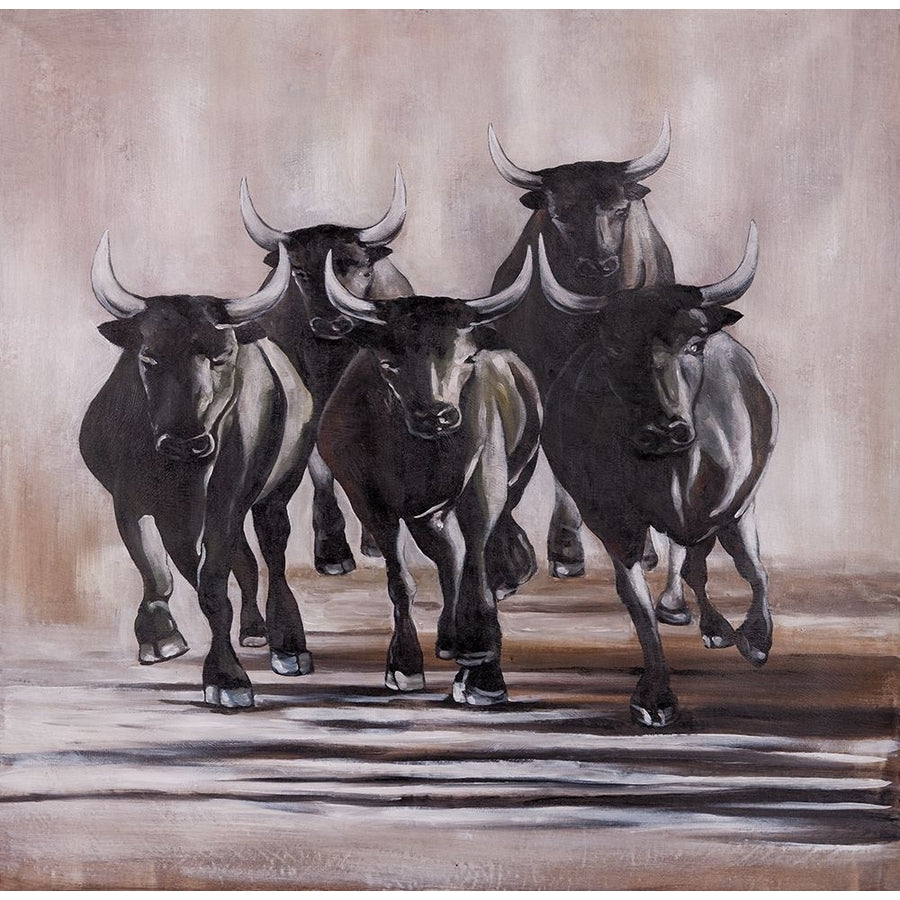 GROUP OF RUNNING BULLS Poster Print by Atelier B Art Studio Image 1