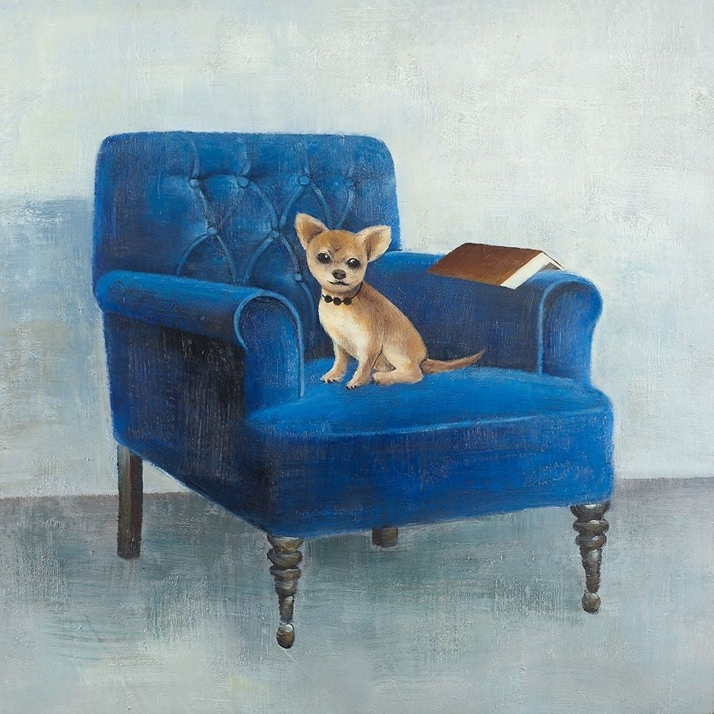 CHIHUAHUA ON A BLUE ARMCHAIR Poster Print by Atelier B Art Studio Image 1