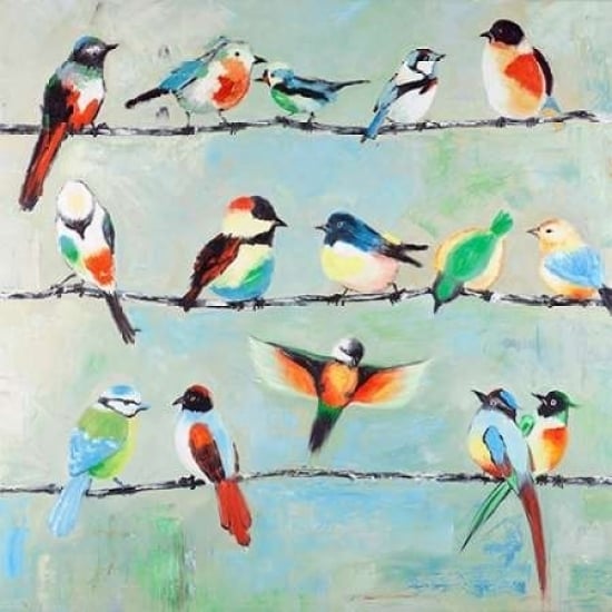 Small Abstract Colorful Birds Poster Print by Atelier B Art Studio Image 1