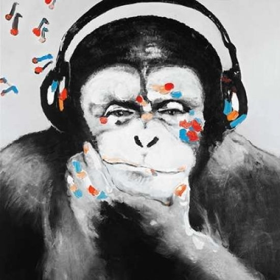 Monkey with Headphones Poster Print by Atelier B Art Studio Image 1