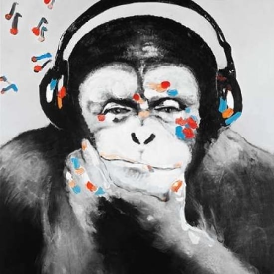 Monkey with Headphones Poster Print by Atelier B Art Studio Image 1