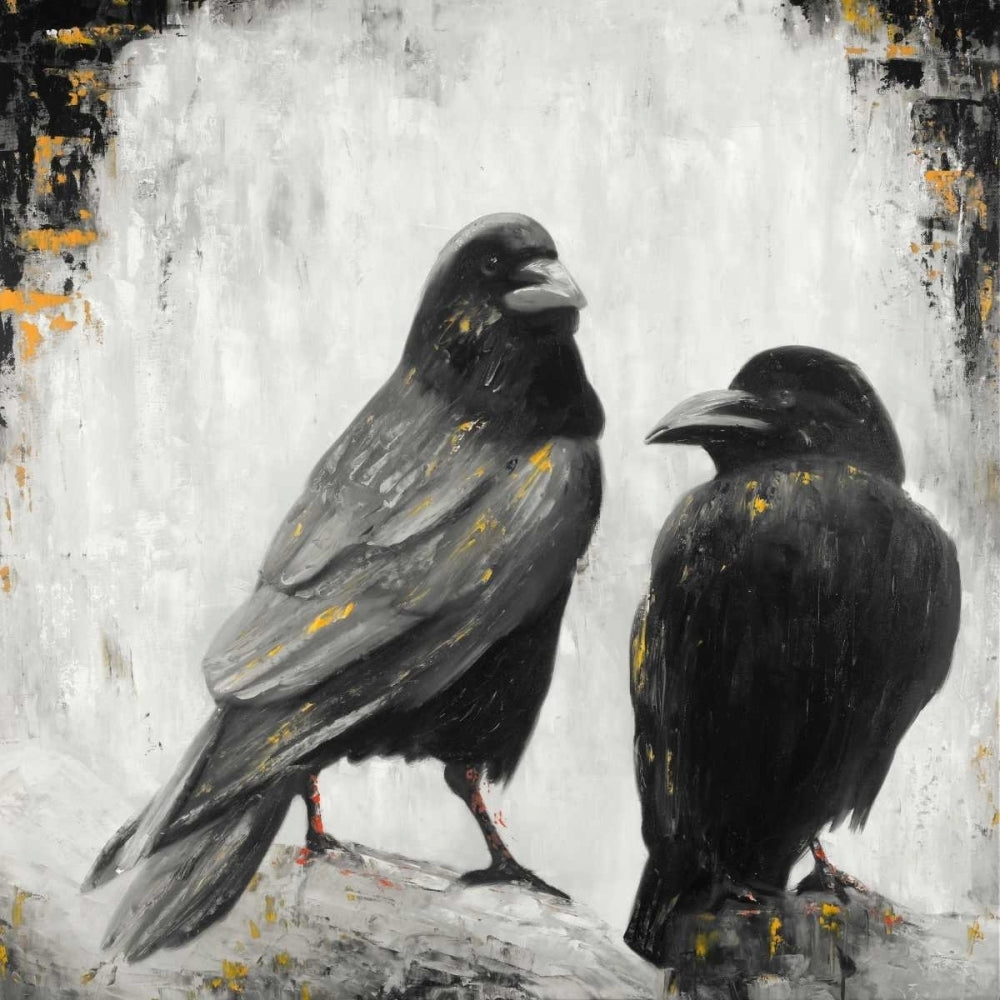 Two Crows Birds Poster Print by Atelier B Art Studio Image 1