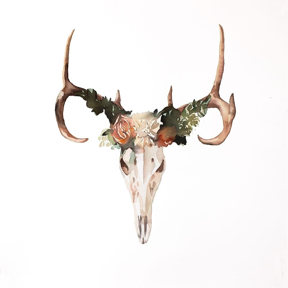 Deer Skull With Roses Poster Print by Atelier B Art Studio Image 1