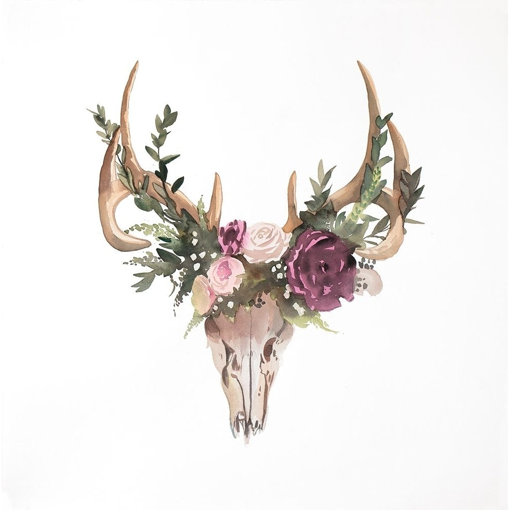 Deer Skull With Flowers Poster Print by Atelier B Art Studio Image 1