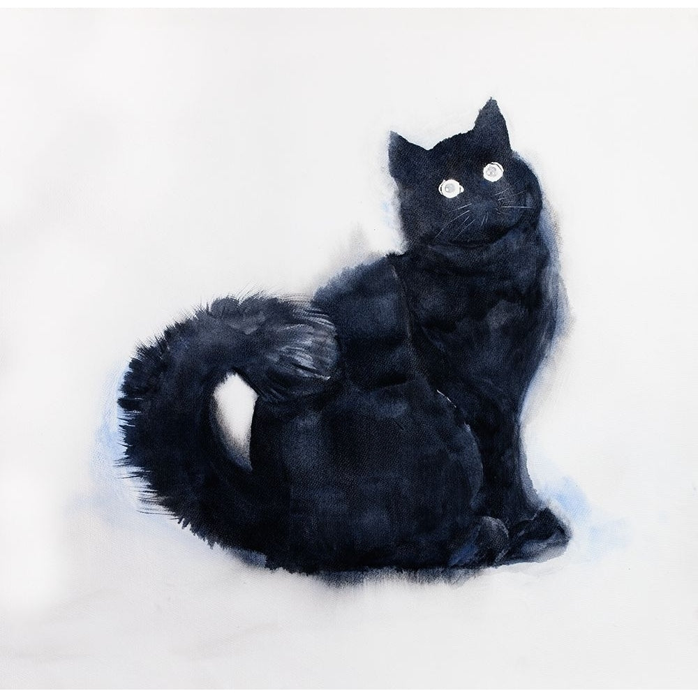 FURRY BLACK WATERCOLOR CAT Poster Print by Atelier B Art Studio Image 1