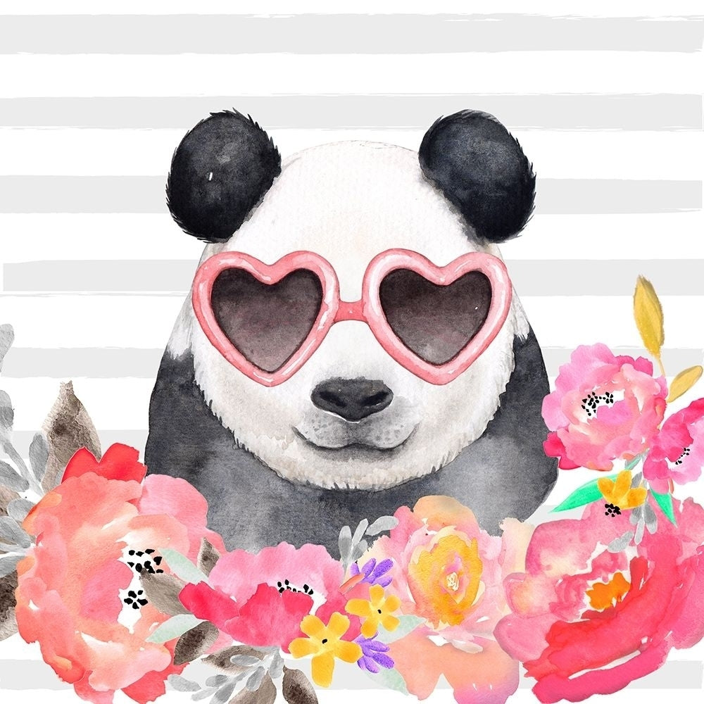 PANDA WITH HEART-SHAPED GLASSES Poster Print by Atelier B Art Studio Image 1