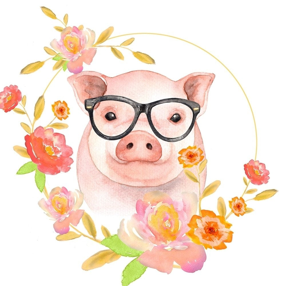 HAPPY LITTLE PIG Poster Print by Atelier B Art Studio Image 1