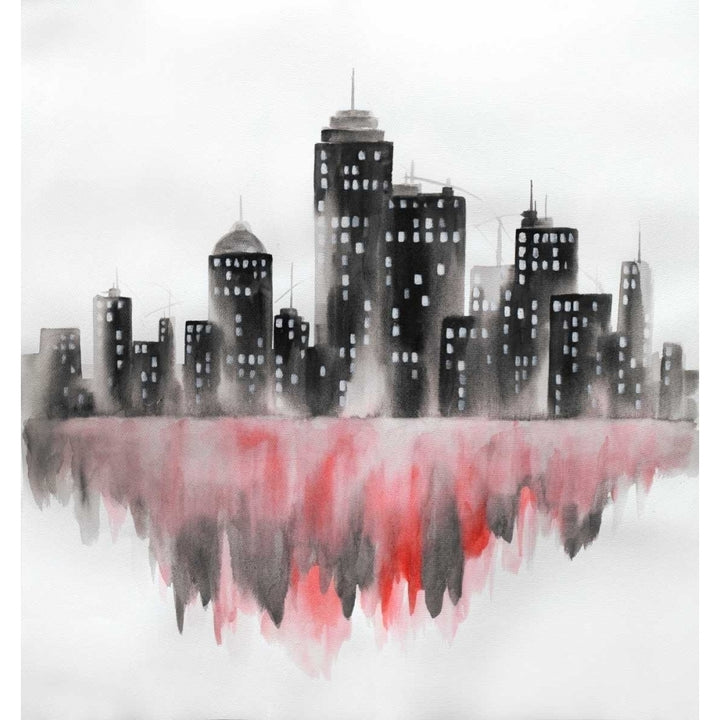 Red Watercolor Cityscape Poster Print by Atelier B Art Studio Image 1