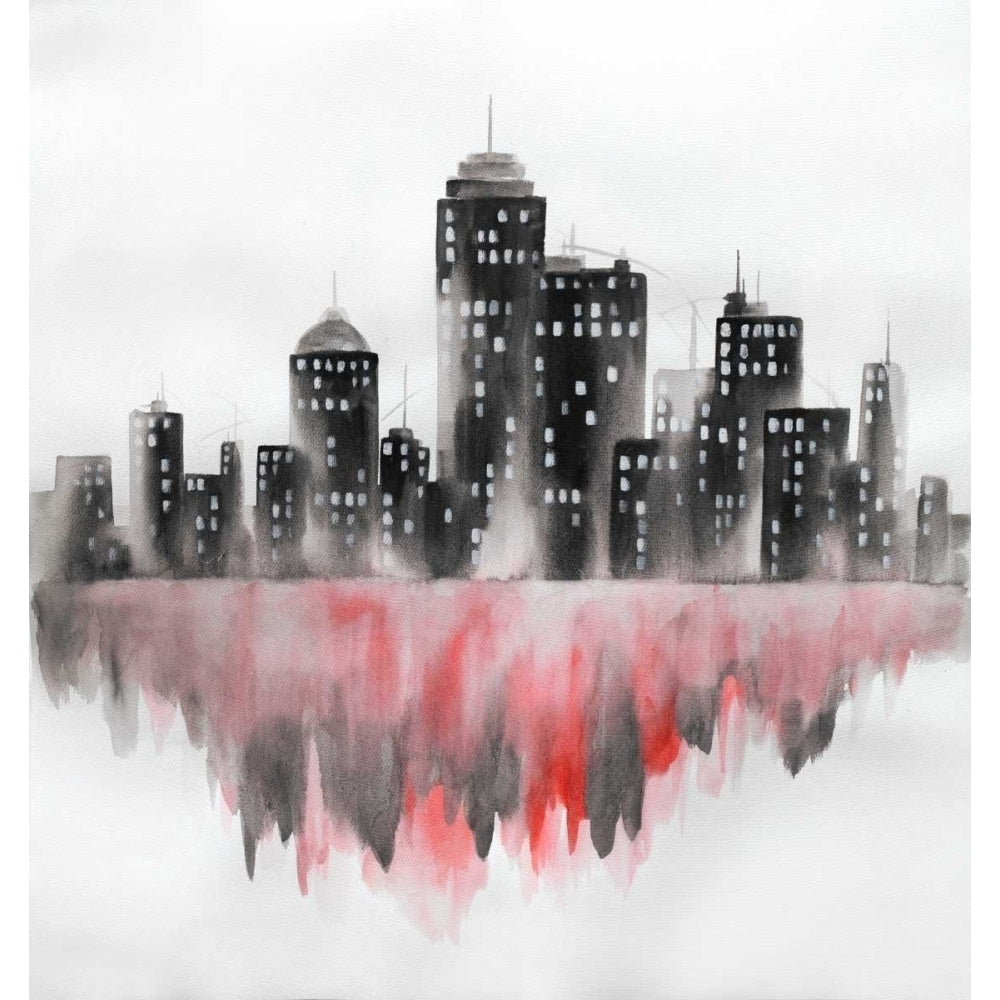 Red Watercolor Cityscape Poster Print by Atelier B Art Studio Image 2