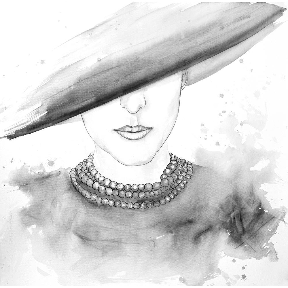 MYSTERIOUS LADY WITH A HAT SKETCH Poster Print by Atelier B Art Studio Image 1