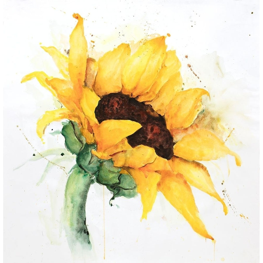 WATERCOLOR SUNFLOWER WITH PAINT SPLASH Poster Print by Atelier B Art Studio Image 1