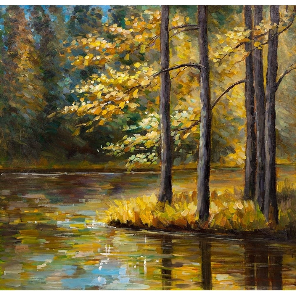 FALL LANDSCAPE BY THE WATER Poster Print by Atelier B Art Studio Image 1