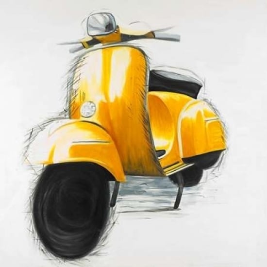 Yellow Italian Scooter Poster Print by Atelier B Art Studio Image 1