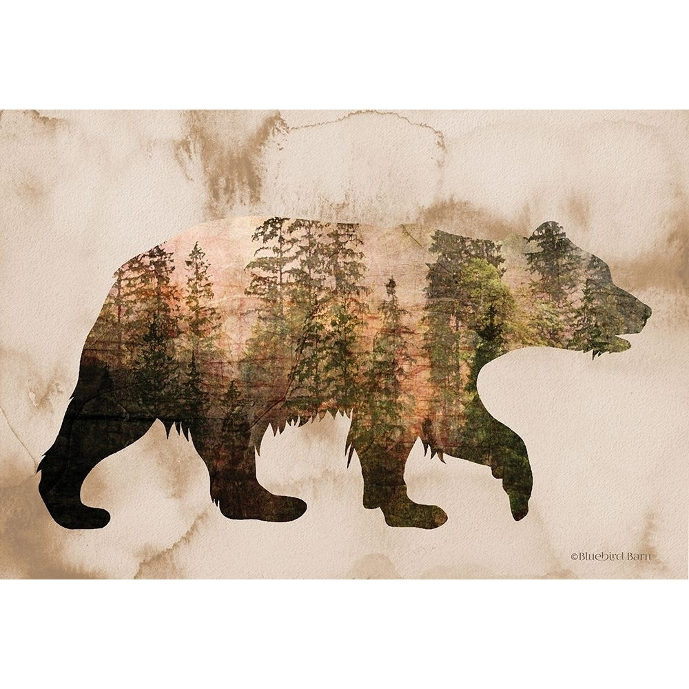 Brown Woods Bear Silhouette Poster Print by Bluebird Barn Bluebird Barn Image 1