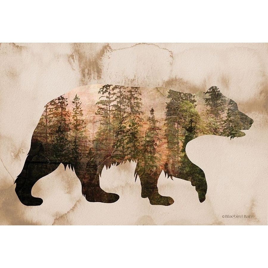 Brown Woods Bear Silhouette Poster Print by Bluebird Barn Bluebird Barn Image 1