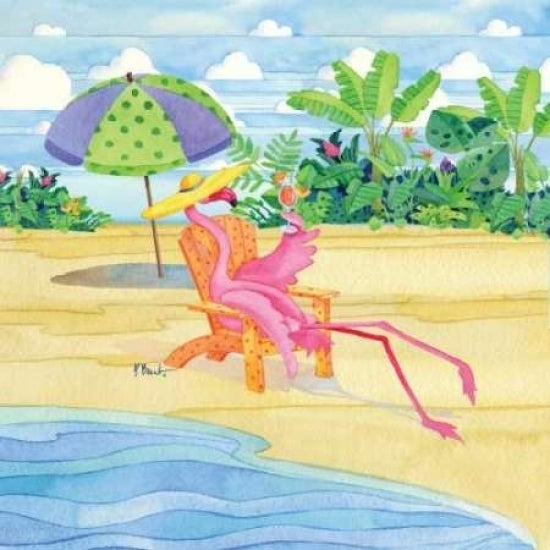 Beach Chair Flamingo Poster Print by Paul Brent Image 2