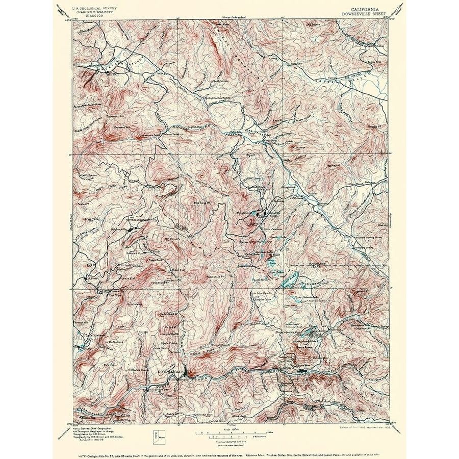 Downieville California Quad - USGS 1897 Poster Print by USGS USGS CADO0002 Image 1