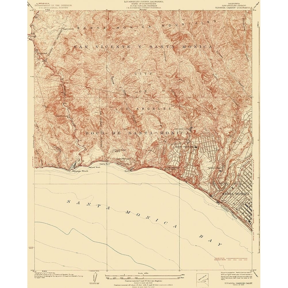 Topanga Canyon California Quad - USGS 1928 Poster Print by USGS USGS CATO0001 Image 1