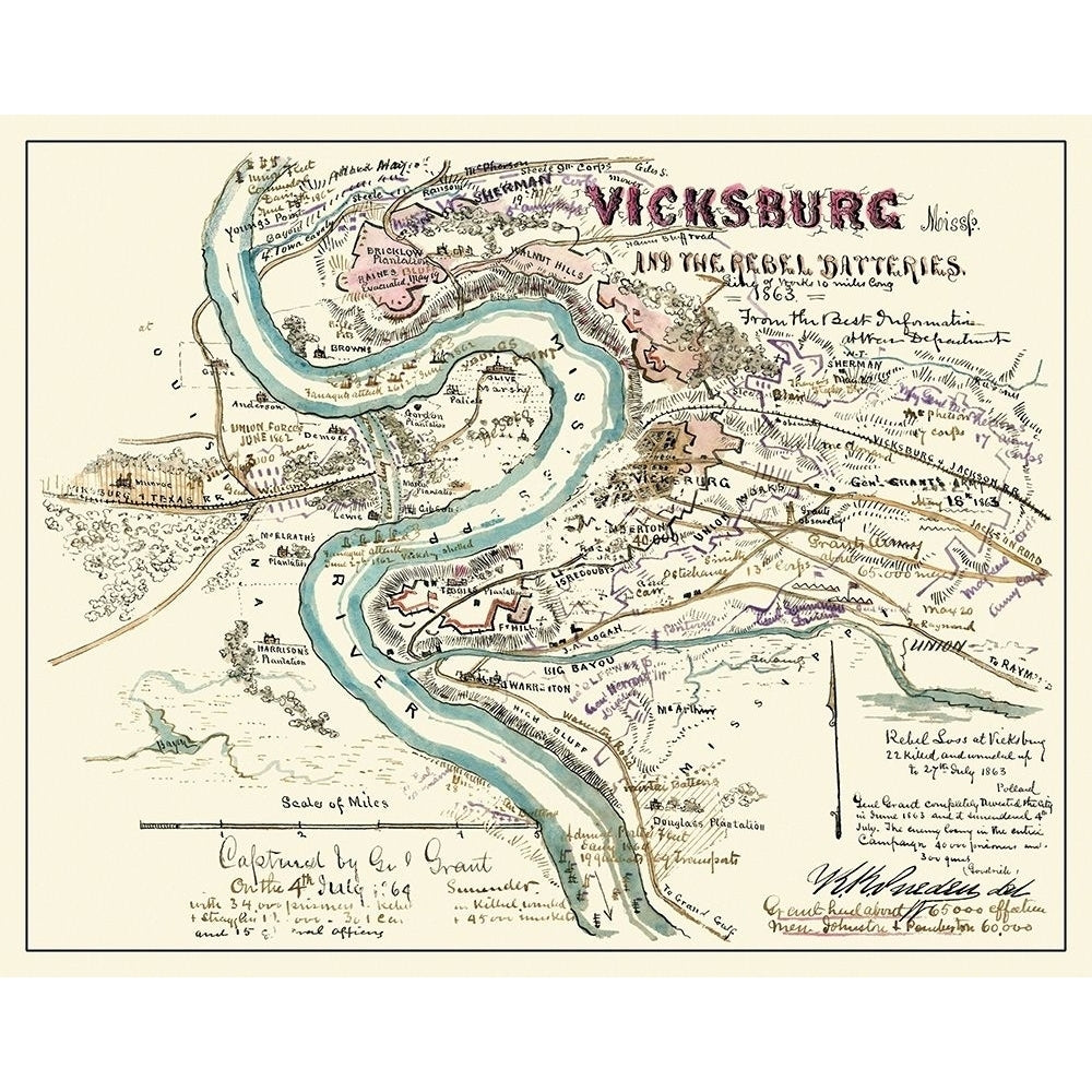 Vicksburg Mississippi Rebel Batteries Poster Print by Sherman Sherman CWVI0003 Image 1