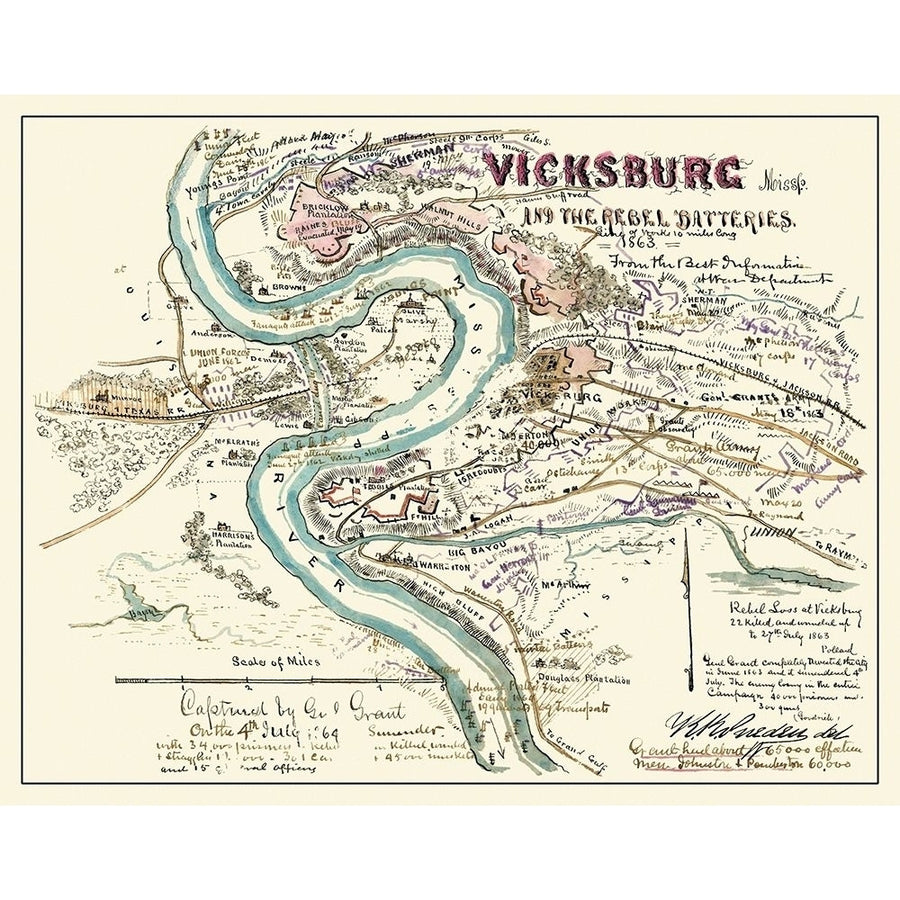 Vicksburg Mississippi Rebel Batteries Poster Print by Sherman Sherman CWVI0003 Image 1