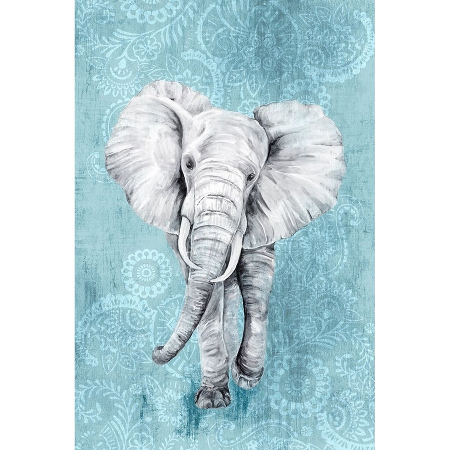 Blue Paisley Elephant Poster Print by Eva Watts Image 1