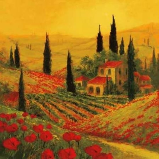 Poppies of Toscano II Poster Print by Art Fronckowiak Image 1