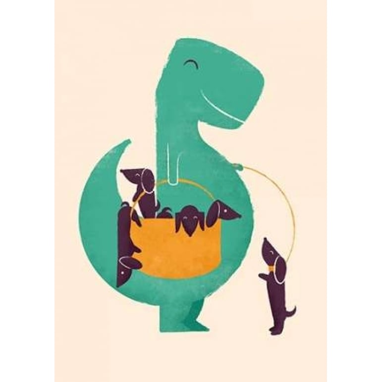 Trex and The Basketful of Wiener Dogs Poster Print by Jay Fleck Image 1