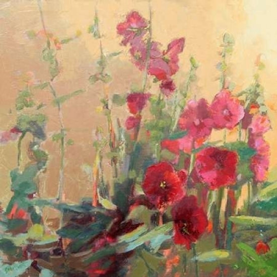 Red Haven Hollyhocks Poster Print by Beth A. Forst Image 2