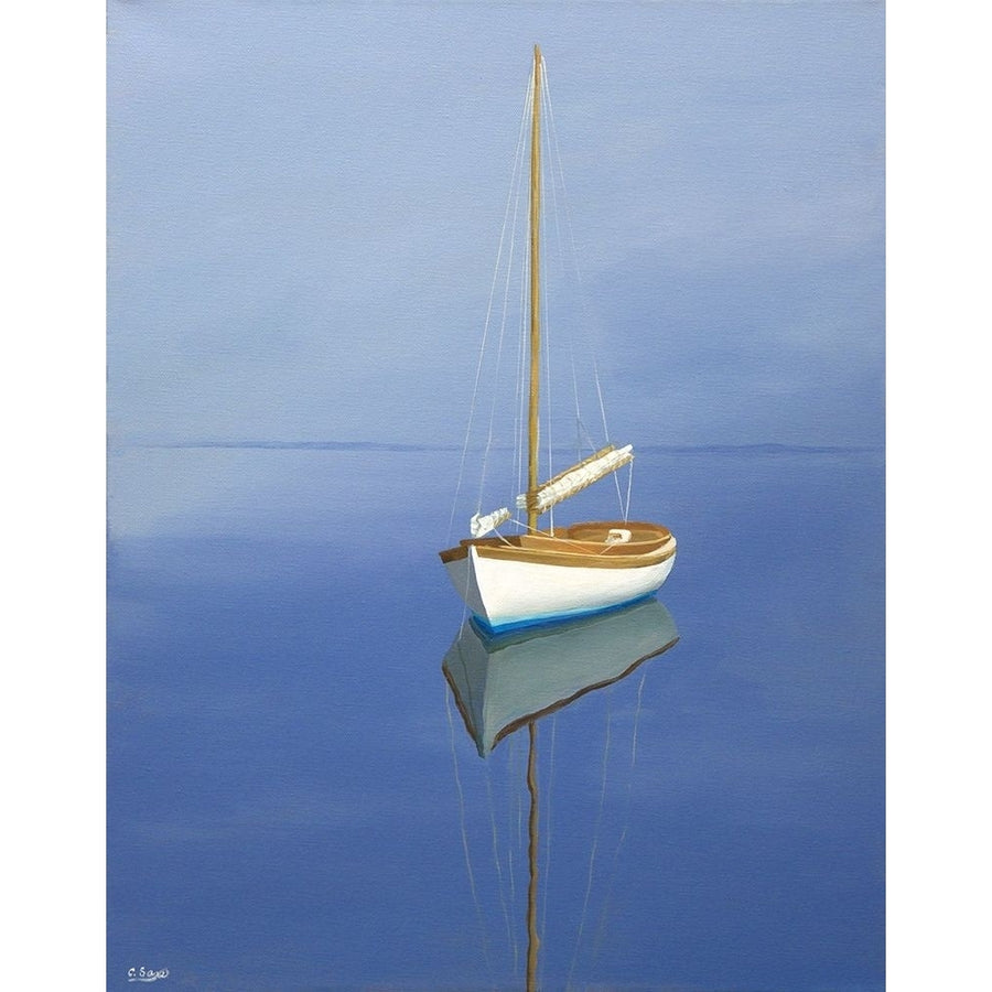 Moored Sailboat Poster Print by Carol Saxe Image 1