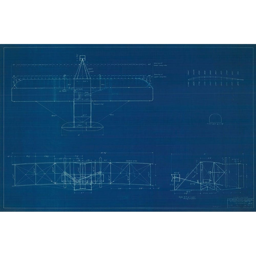 Wright Brothers Plane Blueprint Poster Print by Anonymous Anonymous Image 1