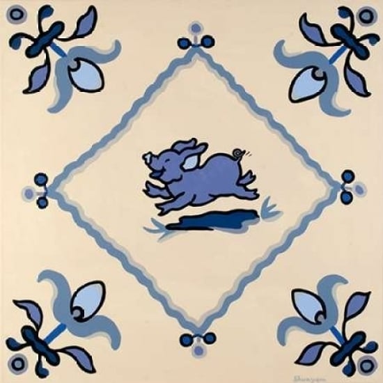 Delft blue pigs II Poster Print by van Steveninck Shunyam Image 1