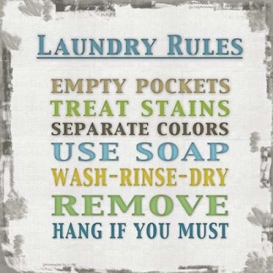 Laundry Rules Poster Print by Lauren Gibbons GLSQ013A3 Image 1