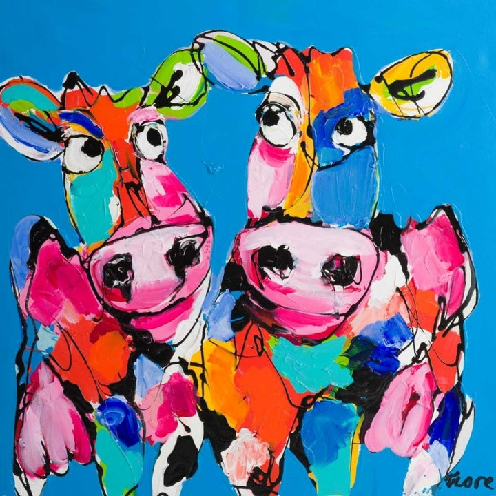 Colourful art cows Poster Print by Art Fiore Image 1