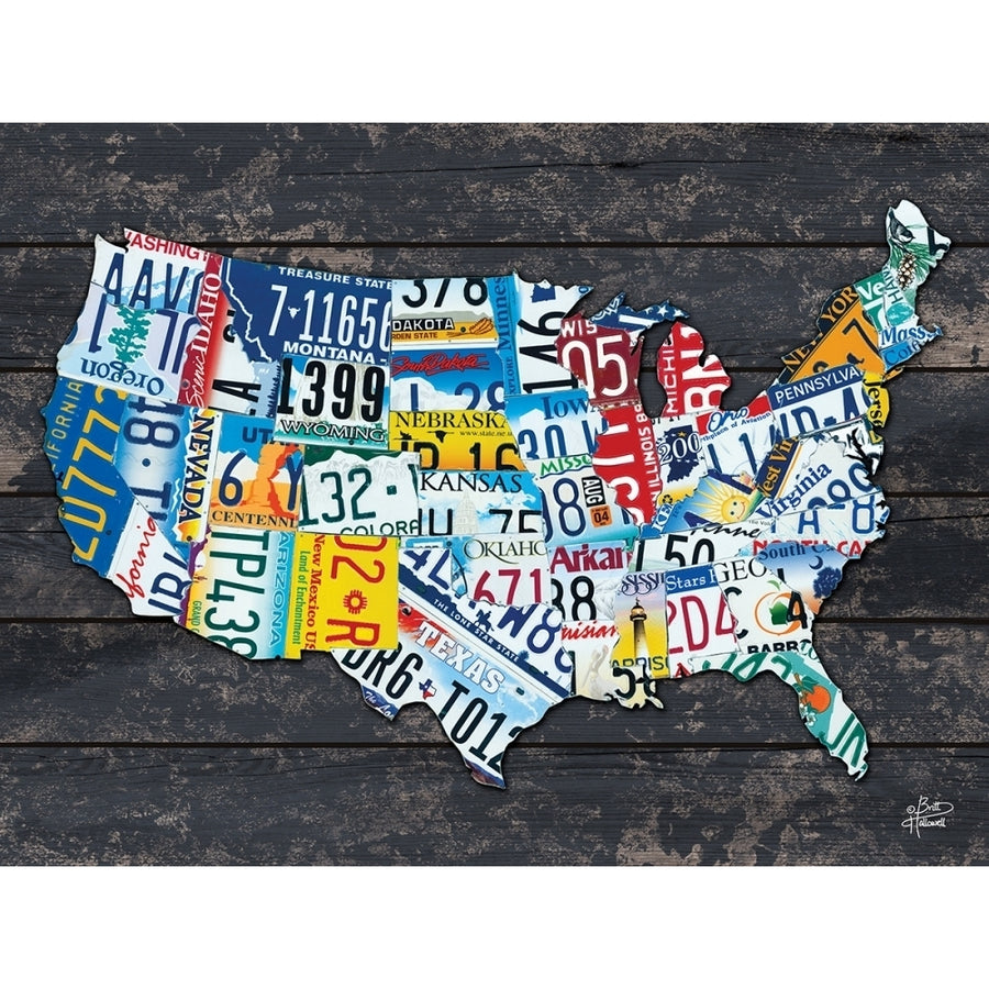 USA License Plate Map Poster Print by Britt Hallowell Image 1